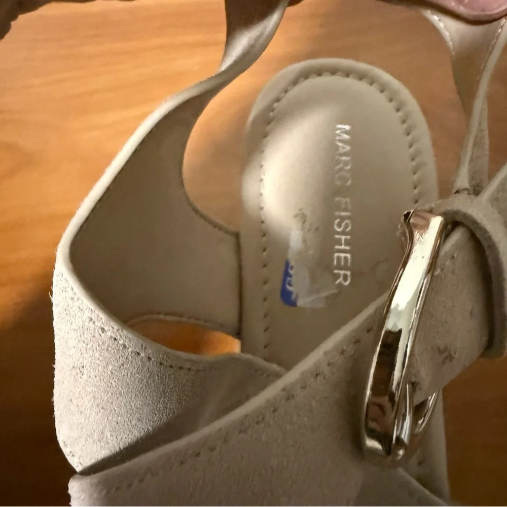 Marc Fisher‎ Beige Nude Espadrille Wedge Sandal Strappy Heel Neutral Casual 10M